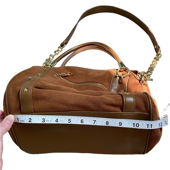 Audrey Brooke New Brown Suede Leather Gold Metal Slouchy Hobo Shoulder Handbag - Picture 13 of 15
